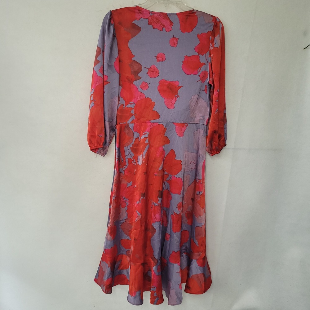 Chi Chi London Dress Women's US 8 Floral Tie Front Mini Day Dress Red UK 12 - Picture 10 of 12
